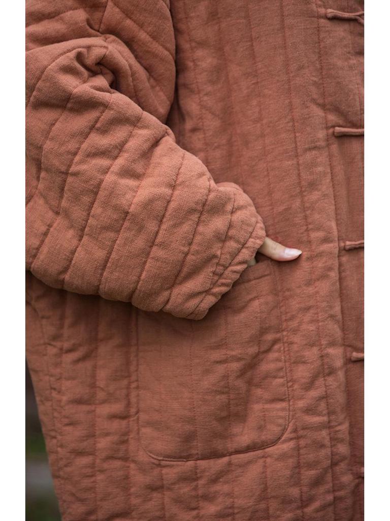 Women's Winter Quilted Ramie Cotton Coat - Vagabond Zen Style Robe