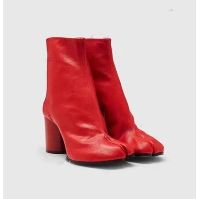 Fashion Split Toe Shoes Autumn Winter Ankle Boots Artificial Leather Low Heels Women's Boots