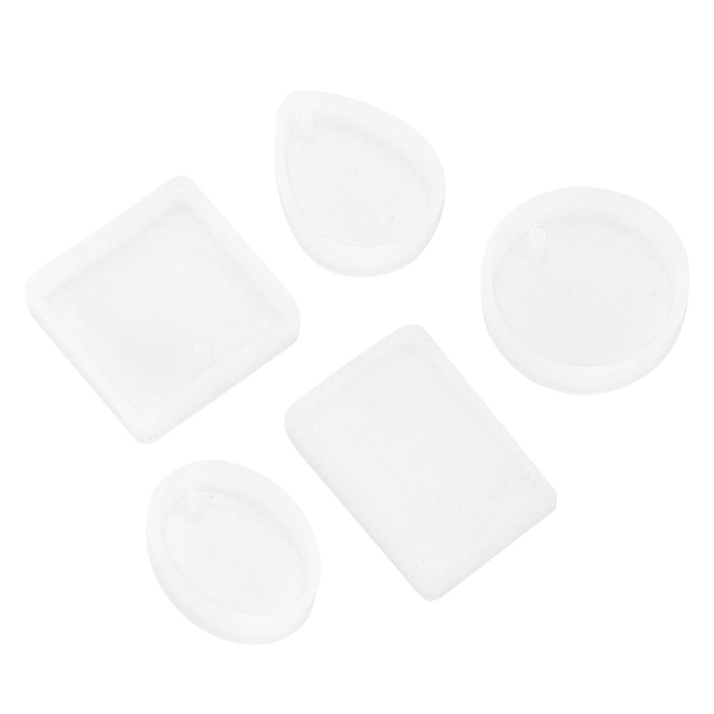 5pcs Silicone Molds Round Foursquare Perforated Jewelry Resin Molds for DIY Pendant Accessories Craft Decoratrion