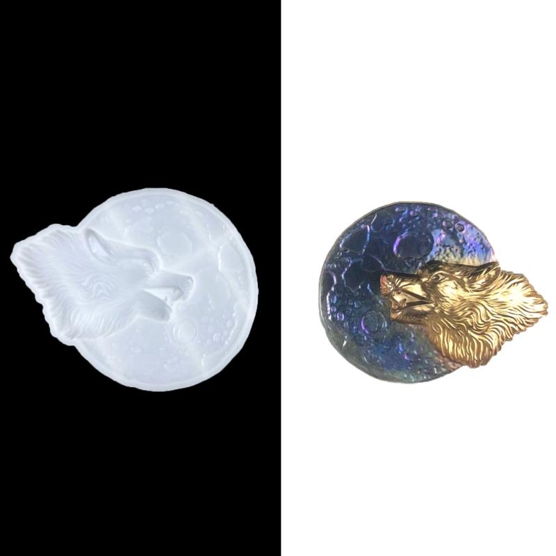 Semi-stereoscopic Wolf-shape Wall Ornaments Drop Glue Mold Diy Wall Pendant Desktop Decoration Epoxy Silicone Mold