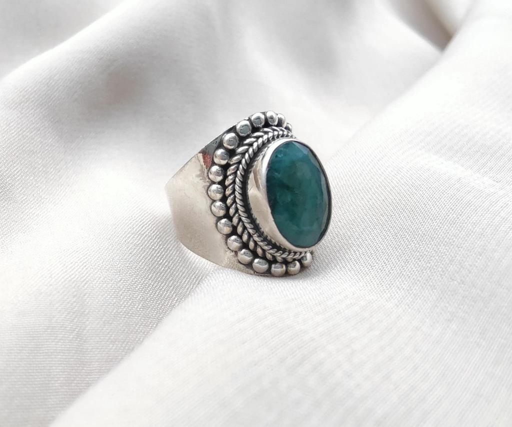 Emerald Ring 925 Sterling Silver Handmade Jewelry May Birthstone Gift
