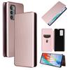 Dla LG Wing 5G Etui z Teksturą Włókna Węglowego, Poziome Flip, TPU + PC + Skóra PU z Miejscem na Karty