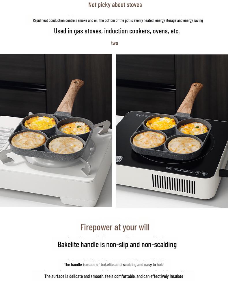 Non-Stick Four-Hole Omelette and Egg Frying Pan for Breakfast