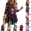 Women's Halloween Print 3/4 Sleeve Loose Fit Casual Top – Fun Holiday Party Tunic Blouse