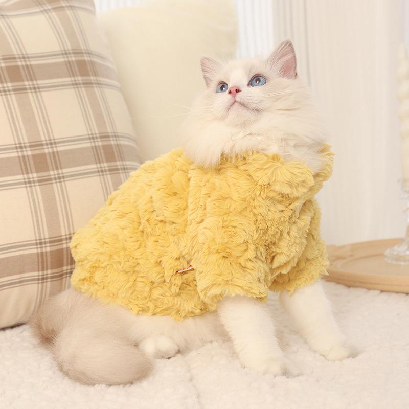 

Cute Faux Rabbit Fur Small Dog Winter Coat Warm Anti Shedding Pet Jacket Cold Weather Indoor Outdoor Daily Outfit S: 35cm Chest, 1.5-2.5kg