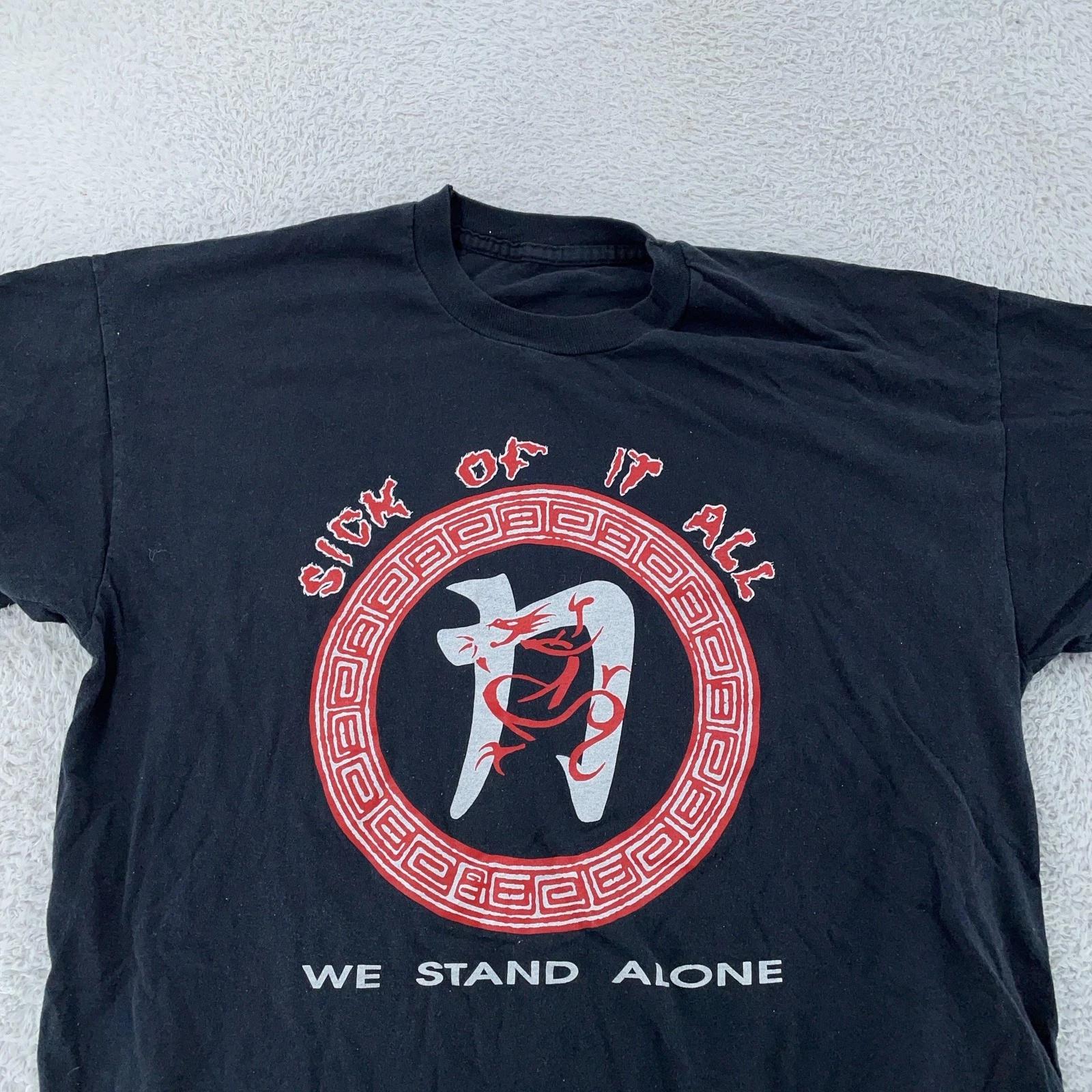Винтаж Футболка Sick Of It All Мужская M/L Мы Стоим Одни Хардкор Панк Группа Концертная Футболка M
