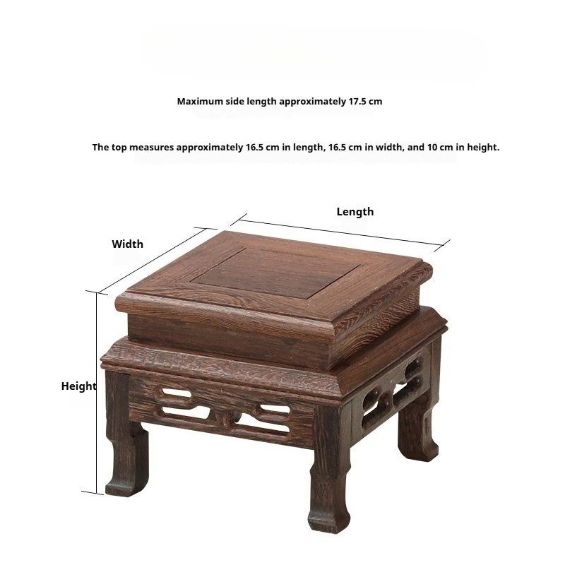 Retro Wooden Engraving Tea Tray Teapot Bases Bonsai Buddha Stand Fish Tank Pedestal Wooden Flowerpot Base Furniture Home Decor