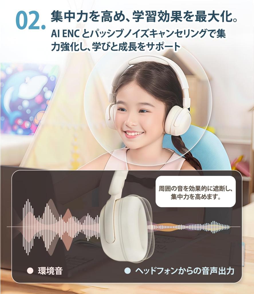 1MORE Kids Headphones SonoFlow Mini HQ20 Wireless Bluetooth volume monitoring DLC to 65 hours of insulation with both children and 5.3 [For