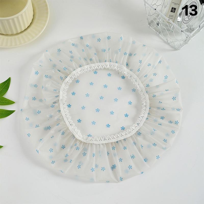 Hair Bonnet For Women Ladies Spa Salon Home Travel Use Flower Pattern Double Layer Shower Cap Waterproof Reusable Printed Bath