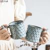 Embossed Ceramic Mug Creative Retro Coffee Cup Office Afternoon Tea Cup Nordic Home Breakfast Milk Cup Couple Drinking Set