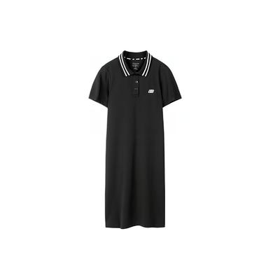 Polo Neck Comfortable Casual Knit Short Sleeve Dress Women Dresses Carbon-Black L220W009-0018
