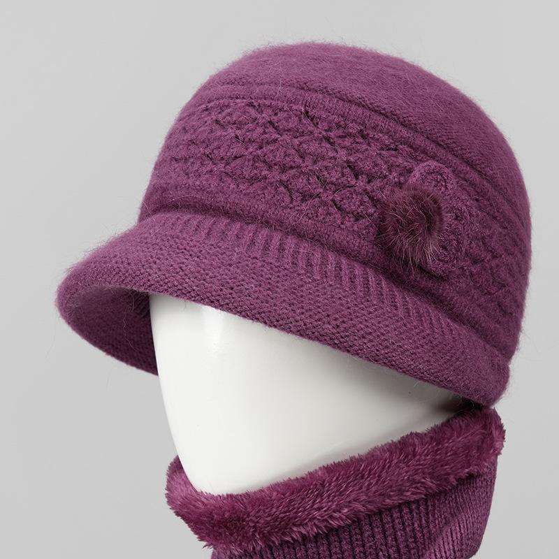 Hat female winter thermal hat piled thick knitted wool hat mother-in-law cotton hat