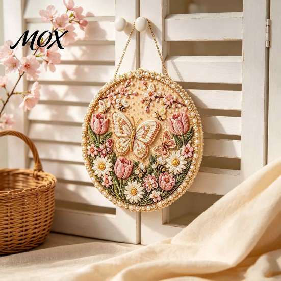 Handmade Wall Decor DIY Pearl Painting Kit for Adults Beginners, 3D Wreath Art Craft Set with Three Dimensional Frame, Decorative Seasonal Hanging