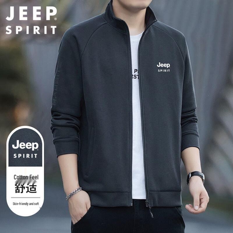 

JEEP SPIRIT Men s Fall/Winter Stand-Up Collar Zip Sweatshirt Jacket XL