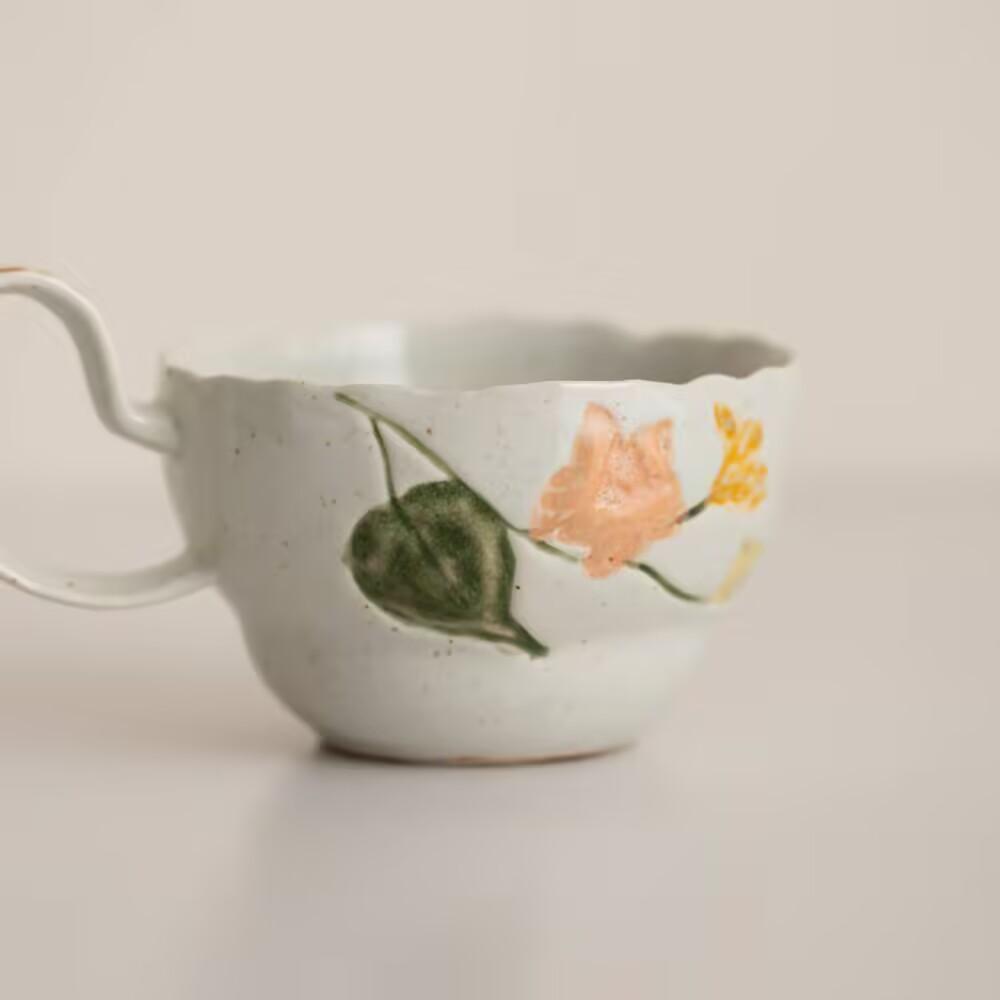 Jingdezhen hand-painted retro French-style mug, beautiful irregular-shaped ceramic cup, girls' gift, household cup