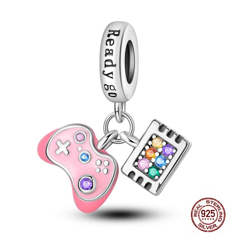 Pink Purple Series Charms Copper Murano Glass Butterfly Animal Paw Print Clasp Charm Beads Fit Original Bracelet Diy Jewelry