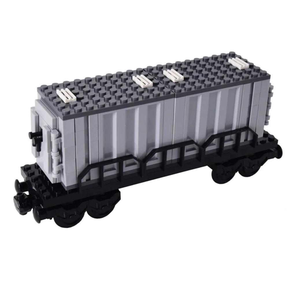 NEW MOC Brown Retro Train Freight Car Brick Set, Closed Box Wagon MOC Kit, Hobby Collectible Toy, Compatible Building Blocks