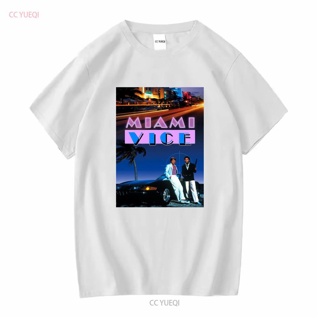 Miami Vice T Shirt Retro 80s Tv Show Fan Long or Short Sleeves Vintage Washed Breathable Casual Unisex Stretched Fashion