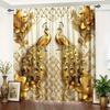 Luxurious Gold Peacock Print Curtains, European-Style High-End Blackout Curtains for Living Room and Bedroom