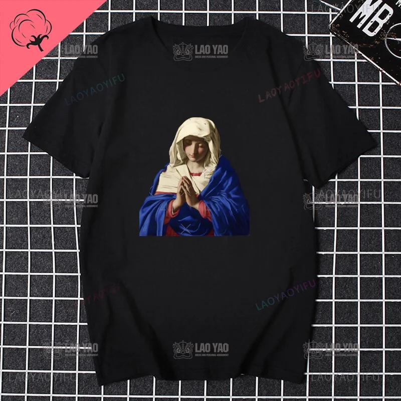 Unsere Liebe Frau von Guadalupe Jungfrau Maria Die Madonna Religiöses Grafisches T-Shirt Sommer Herren Damen Kurzarm Rundhals Streetwear Oberteile