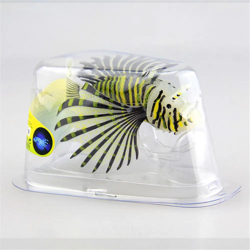Aquarium Artificial Luminous Lionfish Fish Tank Aquatic Landscape Silicone Jellyfish Fish Glow In Dark Underwater Ornament