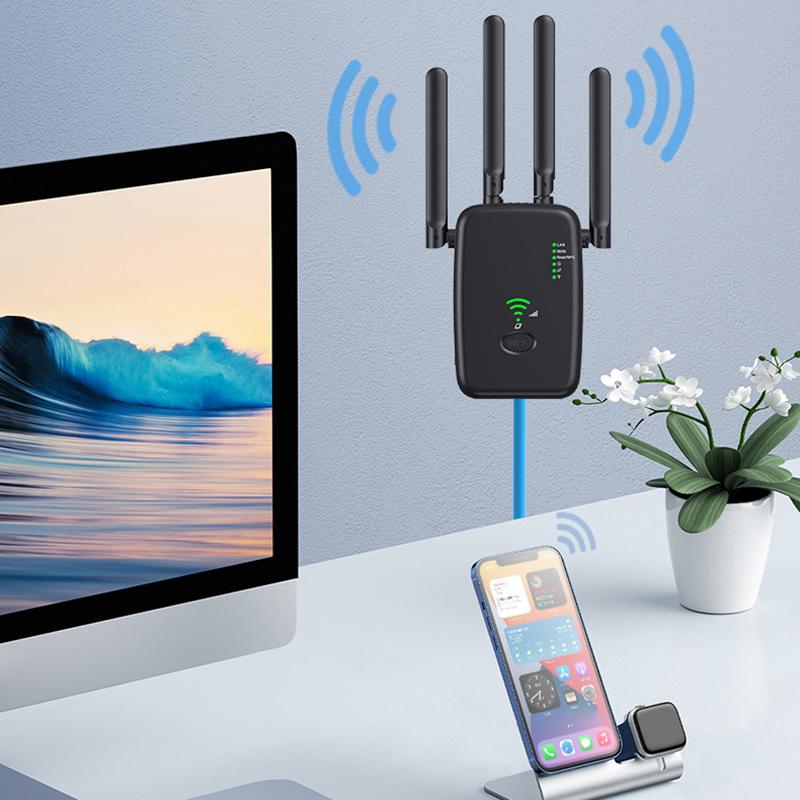 1200Mbps Wireless Wifi Repeater Wifi Signal Repeater Dual-Band 2.4G 5G Wifi Extender Antenna Network Amplifier Wps Router