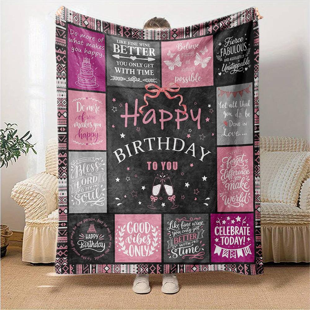 Happy Birthday Celebration Multi-purpose Blanket Comfortable ure Suitable for Sofa Couch Office Bed Seasons Universal Warmthful Friends Y32