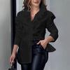 Abstract Print Puff Sleeve Ruffle Collar Women's Shirt