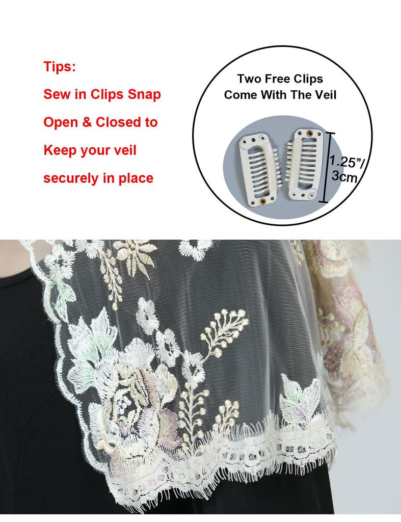 BEAUTELICATE Hochzeit Katholische Hochzeit Spitze Braut Stickerei Kopftuch für Kapelle Champagner Schleier, Schleier, Braut, Messe, Kirche, Taufe, Ostern,