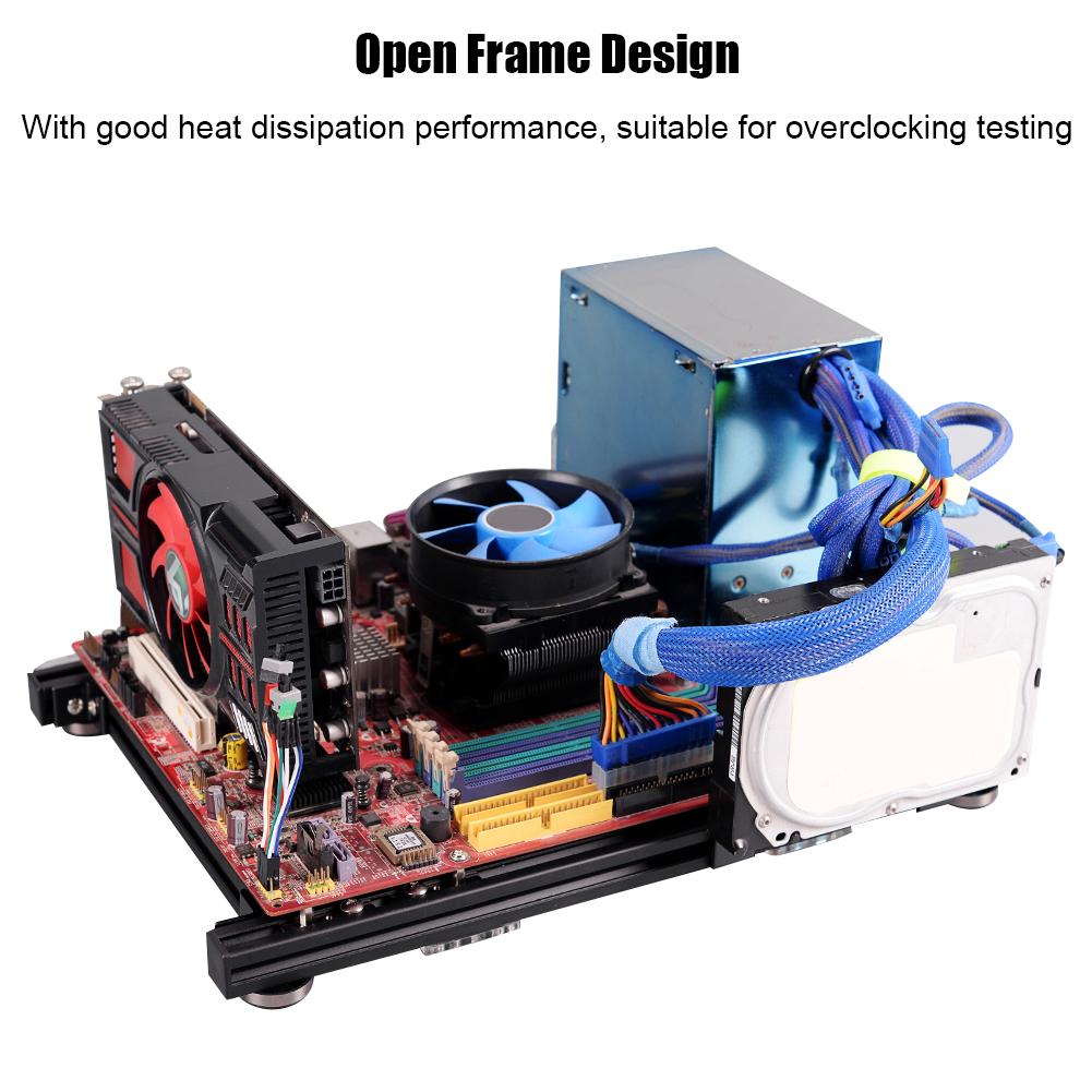 DIY Open Design Aluminum Alloy M ATX Computer Case Overclocking Test Platform (Full Black S)