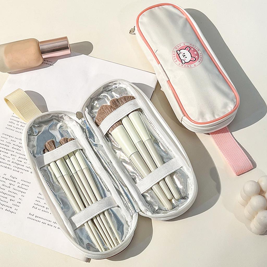 Travel Portable Cosmetic Brushes Bag Multifunctional Makeup Brush Storage Bag With Zipper Cute Waterproof Storage Pouch