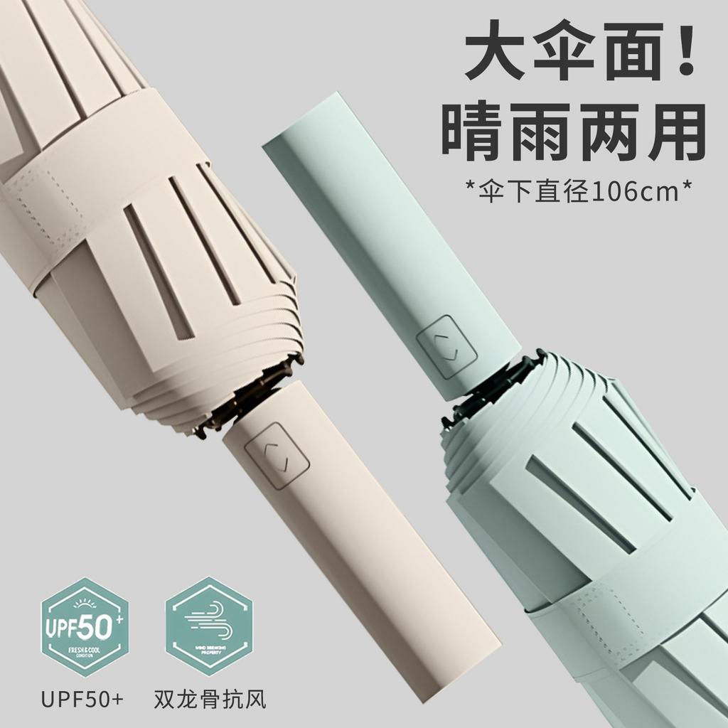 Umbrella automatic umbrella large folding umbrella sunny and rainy women's parasol enlarged and thickened to reinforce against rainstorms