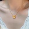 18K Gold Lily Flower Bow Necklace - Elegant Clavicle Chain for Women