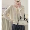 Spring Solid Color Sweater Top Thin Lace Round Neck Knitted Sweater for Women