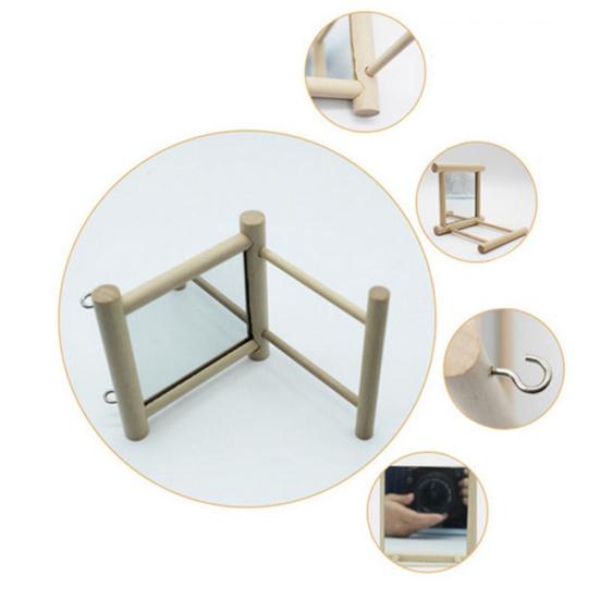 Funny Wooden Bird Toy Mirror Stand Platform Toys for Parrots Cockatiel Vogel