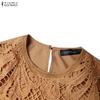 ZANZEA Women Fashion Lace Crochet Patchwork Casual Long Sleeve Dress