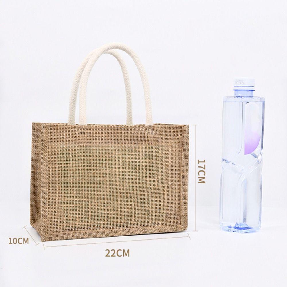 

Hand-painted Women Linen Bag Imitation Sacks Jute Burlap Tote Bags Vintage Portable DIY Eco-friendly Bag Shopping Bags