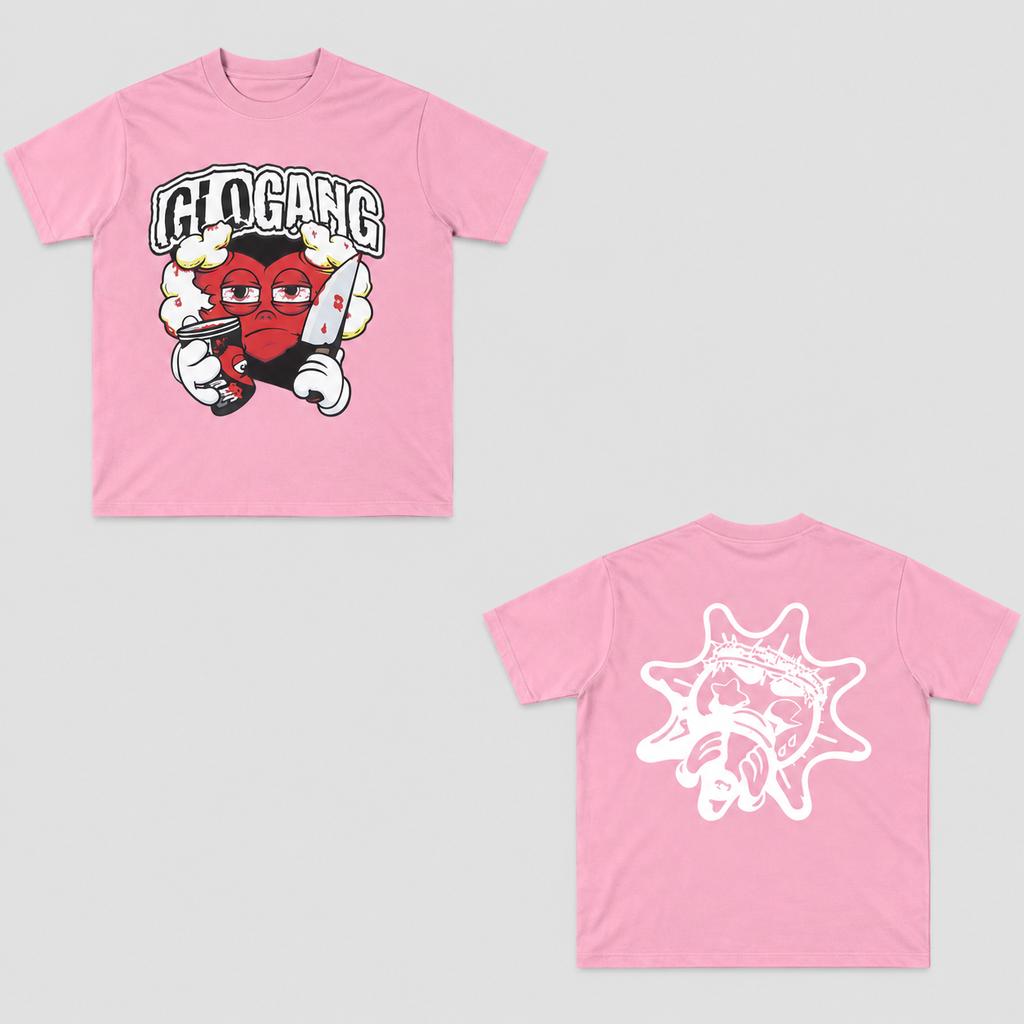 Y2k Hiphop Unisexs Tshirts Streetwear Aesthetic Giogang Edgy Cartoon Doubleside Print Cotton Unisex Crew Neck Tshirt