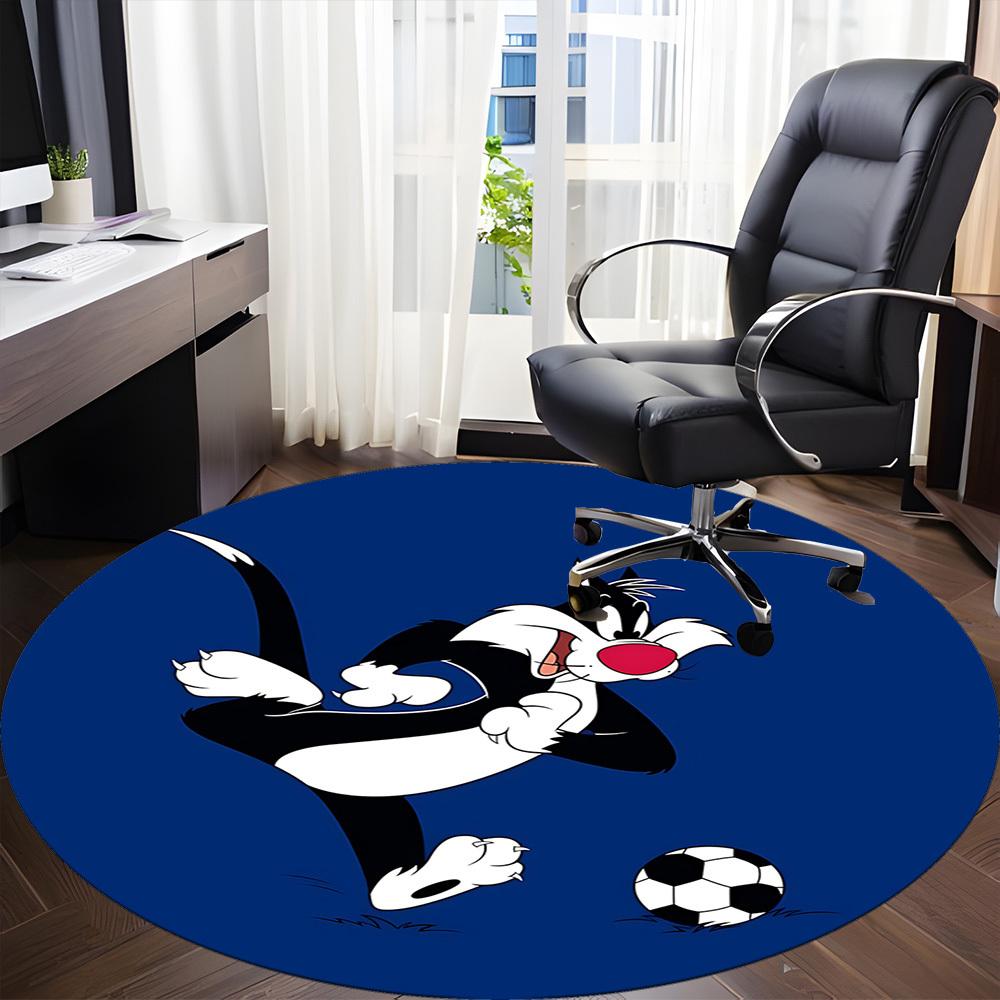1pc Looney Tunes Sylvester Cat Office Round Area Rug, Under Office Chairs Bedroom Living Room Home Decor a1022330