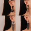 Silver Needle Black Diamond Flower Geometric Tassel Stud Earrings - Elegant, Luxurious, High-End Design for Women