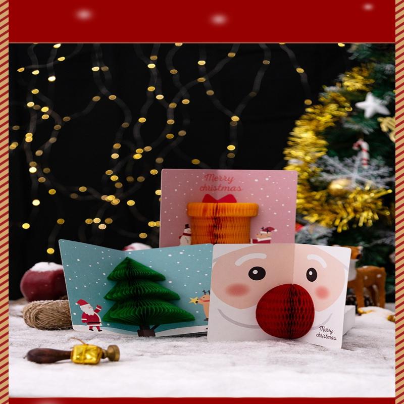 Pop-Up Weihnachtskarten mit Umschlägen und Verschlussaufklebern, 3D Waben-Weihnachtskarten, Niedliche Frohe Weihnachten Karte Feiertagsgruß Geschenk