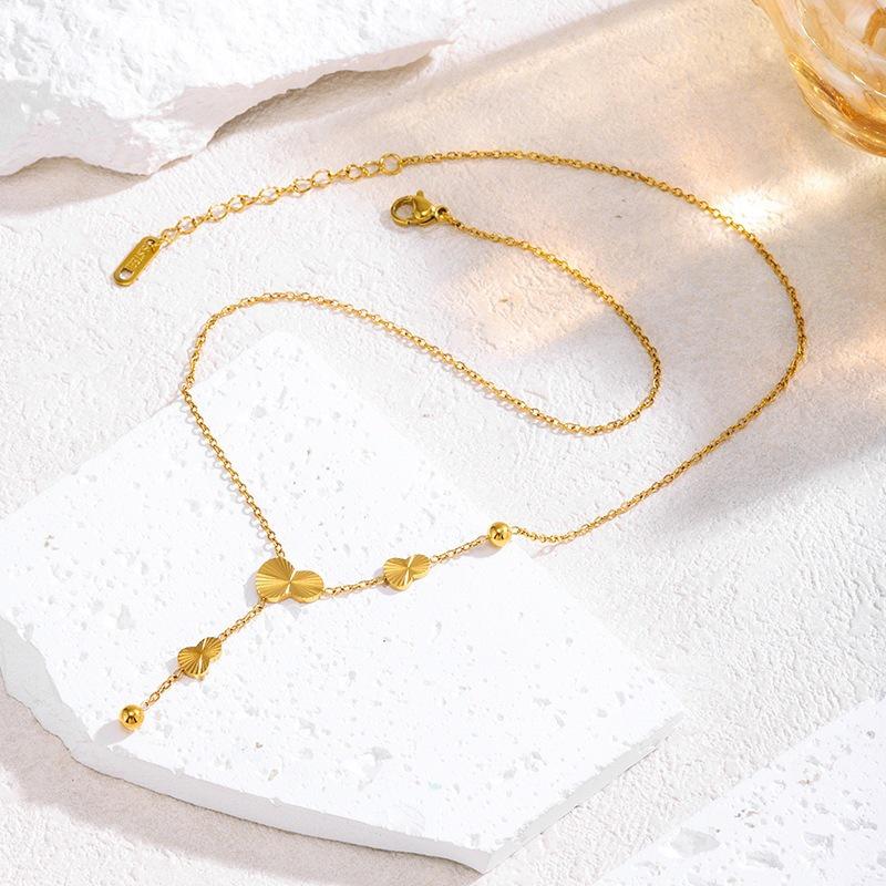 Titanium Steel Heart Tassel Pendant Necklace - 2026 Asymmetrical Light Luxury Clavicle Chain for Women
