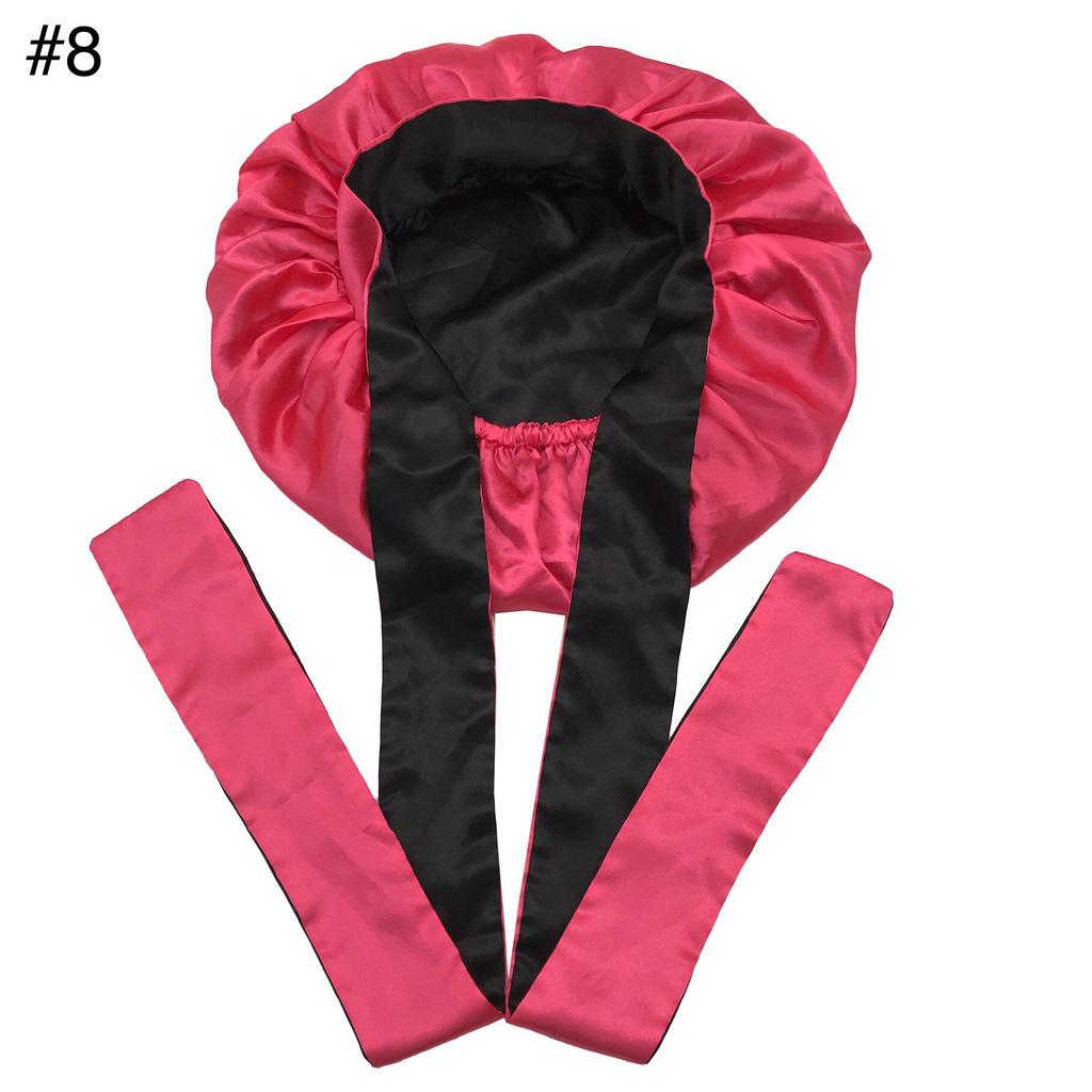 Woman Sleeping Bonnets and Satin Hair Wraps Soft Silk Bonnet Long Tie Plain Hair Bonnet