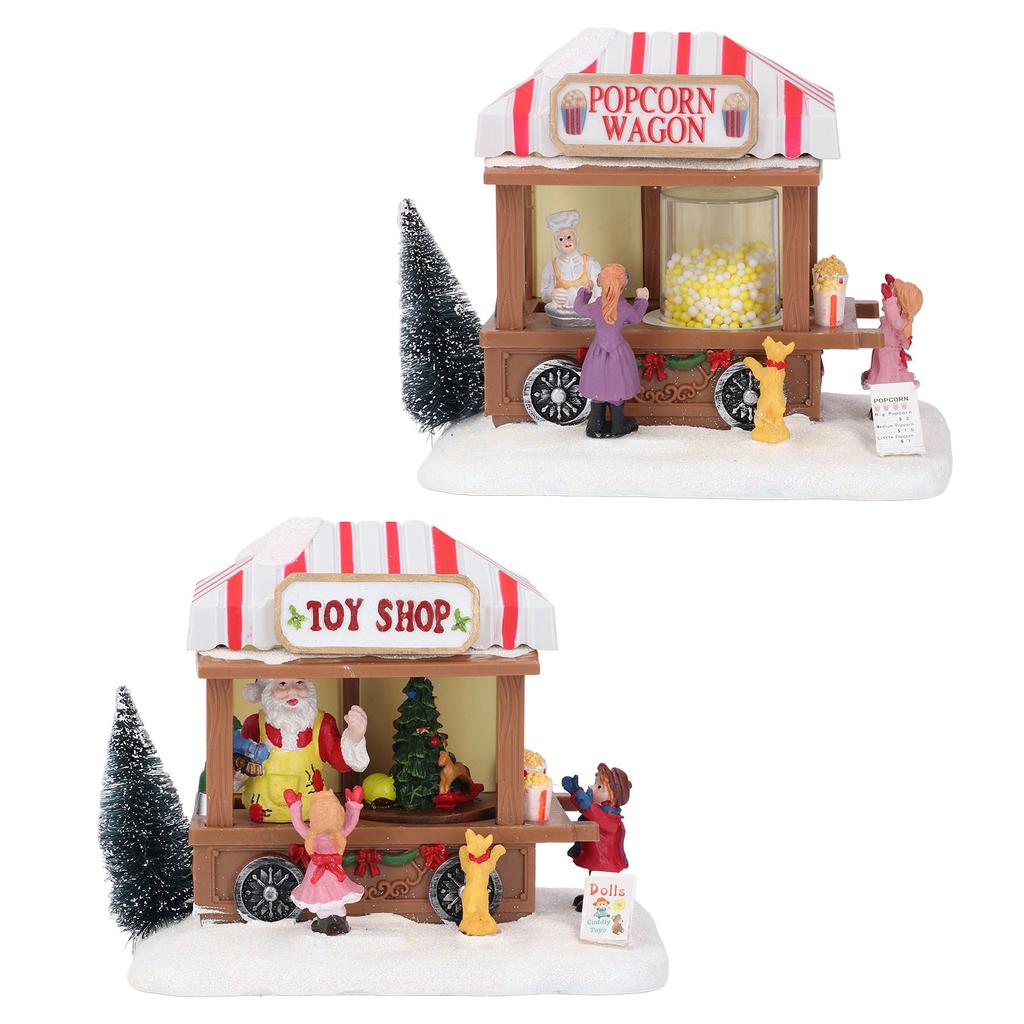 Xmas Music House Glowing Dining Car Music Box Desktop Decorative Ornament Tabletop Decor