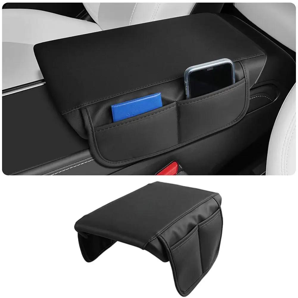 Car Armrest Cover Console Pad Cushion With Storage Pockets, Elbow Rest Protector Box Heightening Pad For Auto Center Consol G5D1
