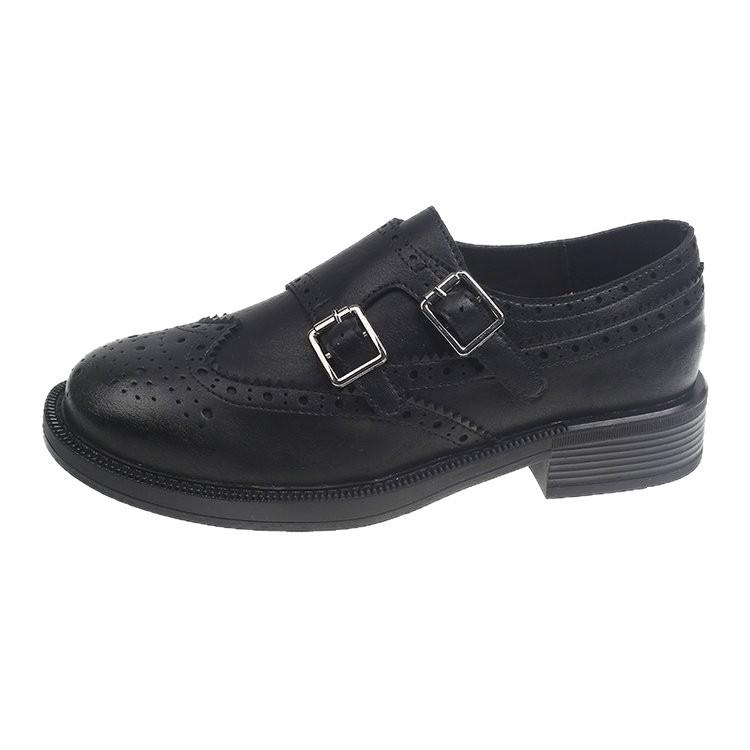 Cowhide Version~ Genuine Leather Hand-carved Brock Single Shoes 2025 New British Munk Oxford Shoes Women's Small Leather Shoes