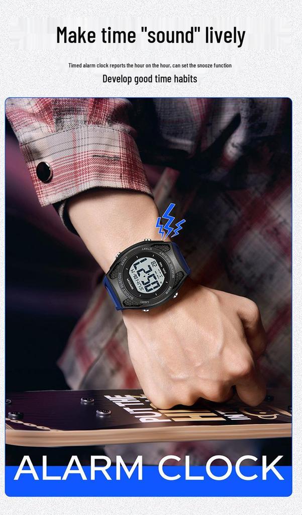 Sanda Multi-Function Waterproof Sport Watch with Alarm & Seven-Color Luminous Display