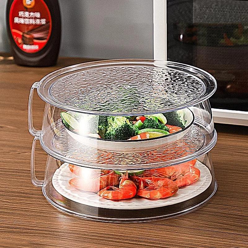 Pc Microwave Oven Cover With Handle Heat Resistant Splatter Guard Lid Transparent Dish Shield For Kitchen Fridge & Bbq