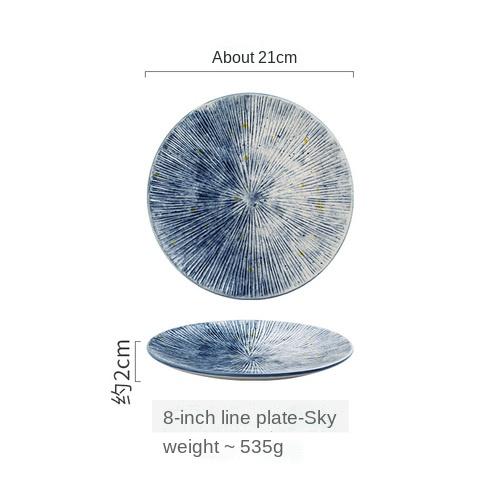 Japanese-style Tableware Ceramic Plate Breakfast Plate Sushi Flat Plate Home Creative Steak Plate Western Dinner Plate Set Plate