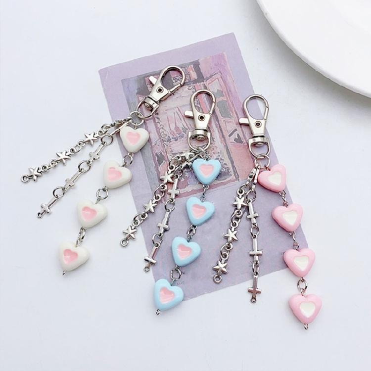 Eye Catching Phone Lanyard Heart Cross Star Chain Pendant Keychain Accessory